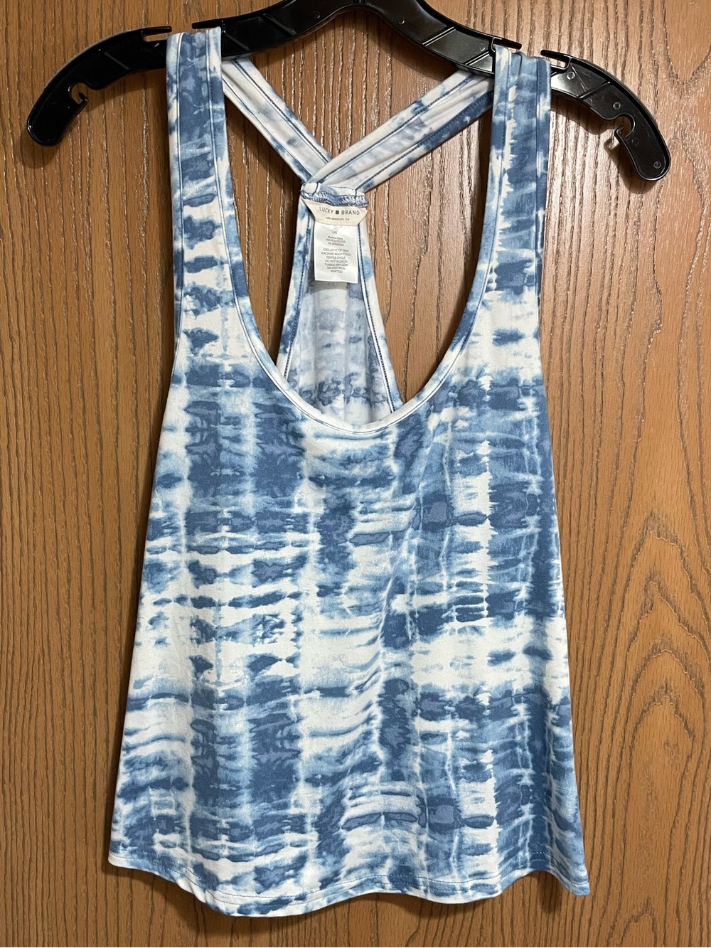 Lucky Brand Tank in Blue and White Tie-Dye with Racerback